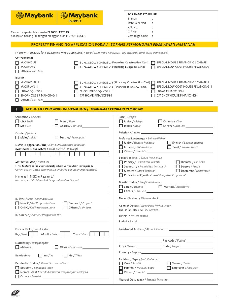 Mortgage Financing Application Form 190419 Pdf