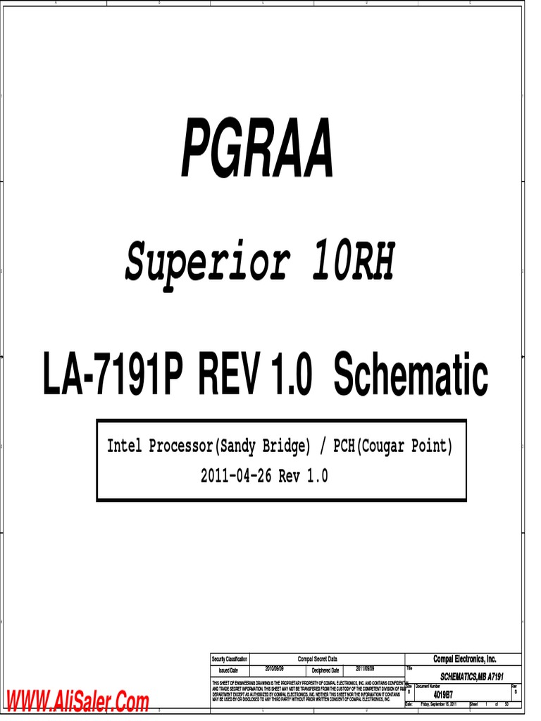Toshiba Qosmio X755 Compal LA-7191P Rev1.0 Schematic | PDF.