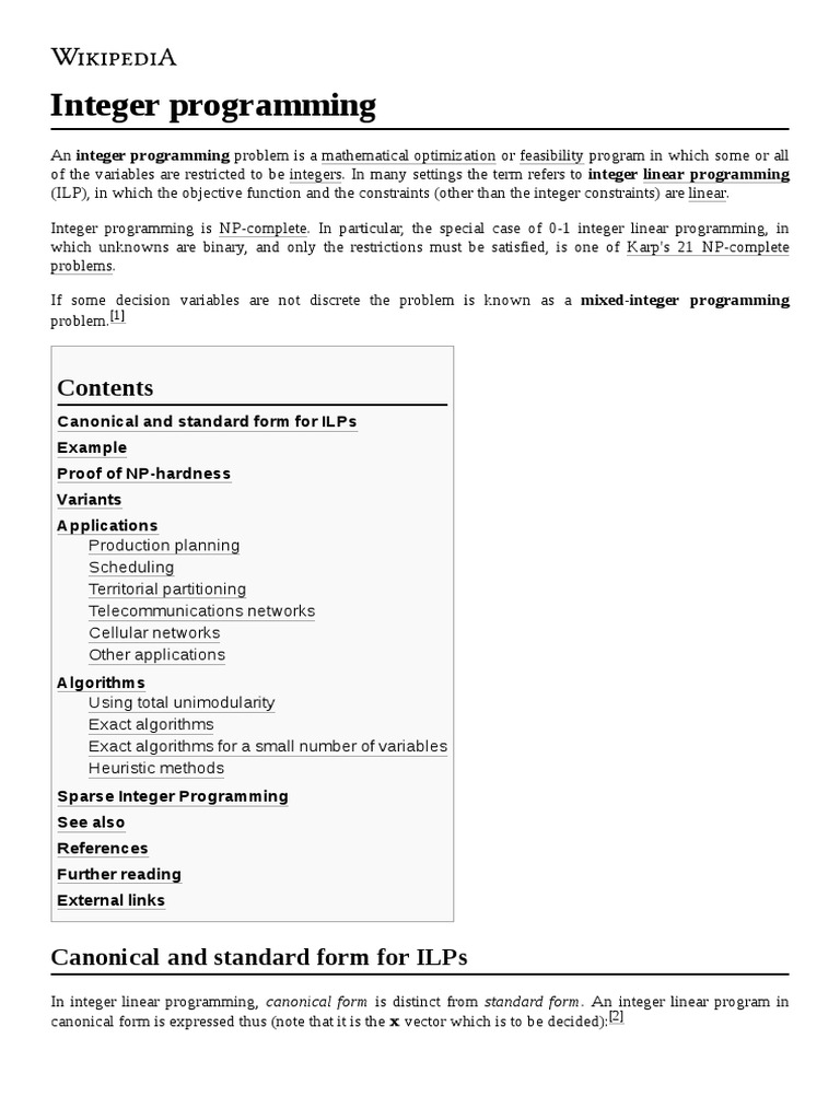 Integer Programming: Canonical and Standard Form For Ilps Example Proof ...