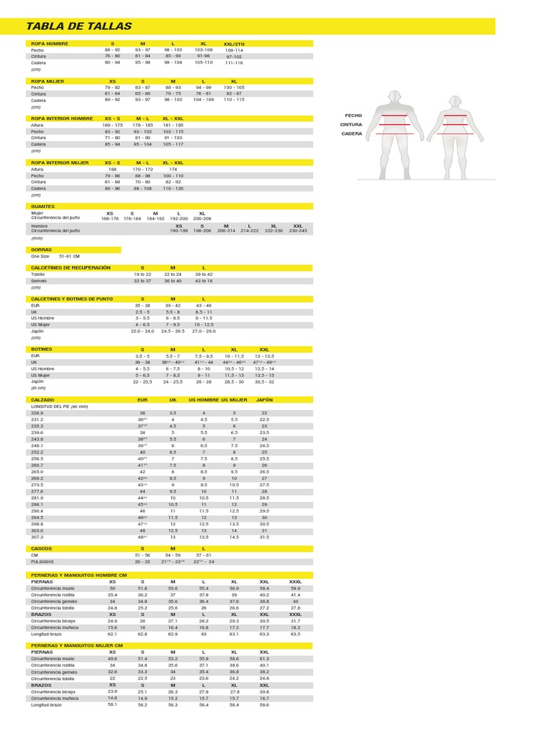 Guía Completa de Tallas de Ropa | PDF