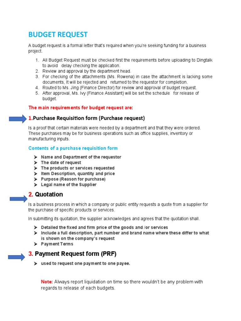 Budget Request Process and Requirements | PDF | Business
