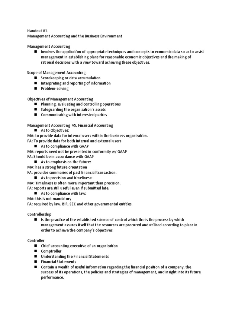 Handout No. 1 | PDF | Balance Sheet | Expense