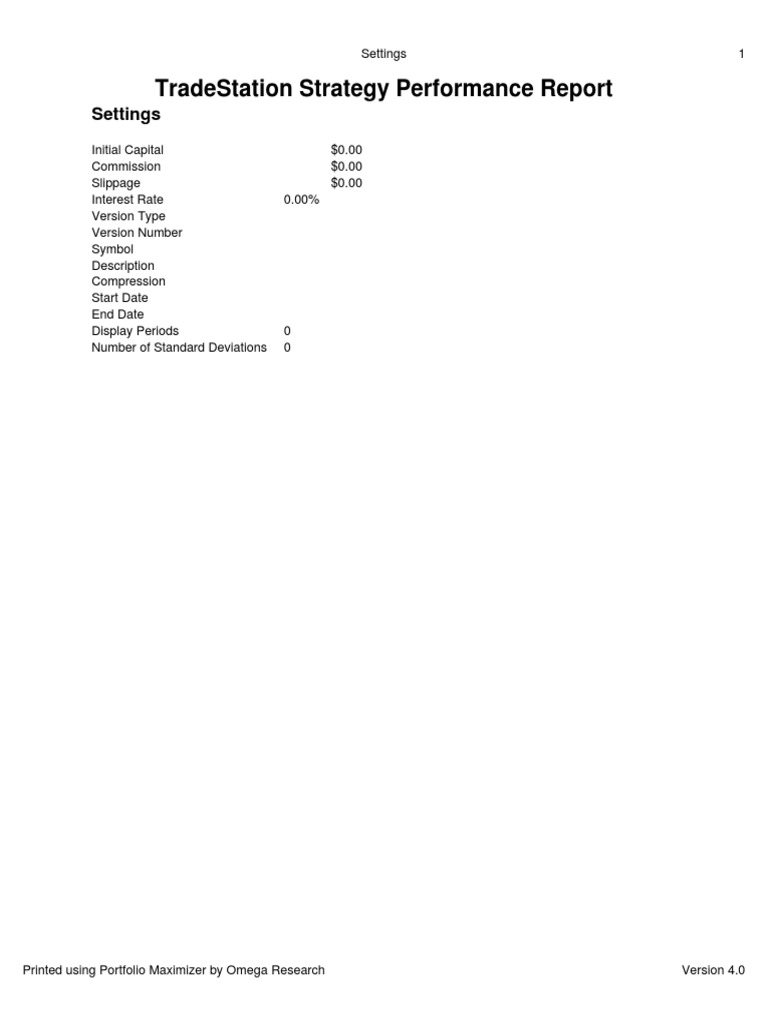 Tradestation Strategy Performance Report: Settings | PDF | Standard ...