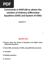 Commands in Matlab To Obtain The Solution of Ordinary Differential Equations (Ode) and System of Odes