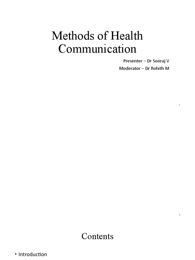 Methods of Health Communication PDF Communication Nonverbal Communication