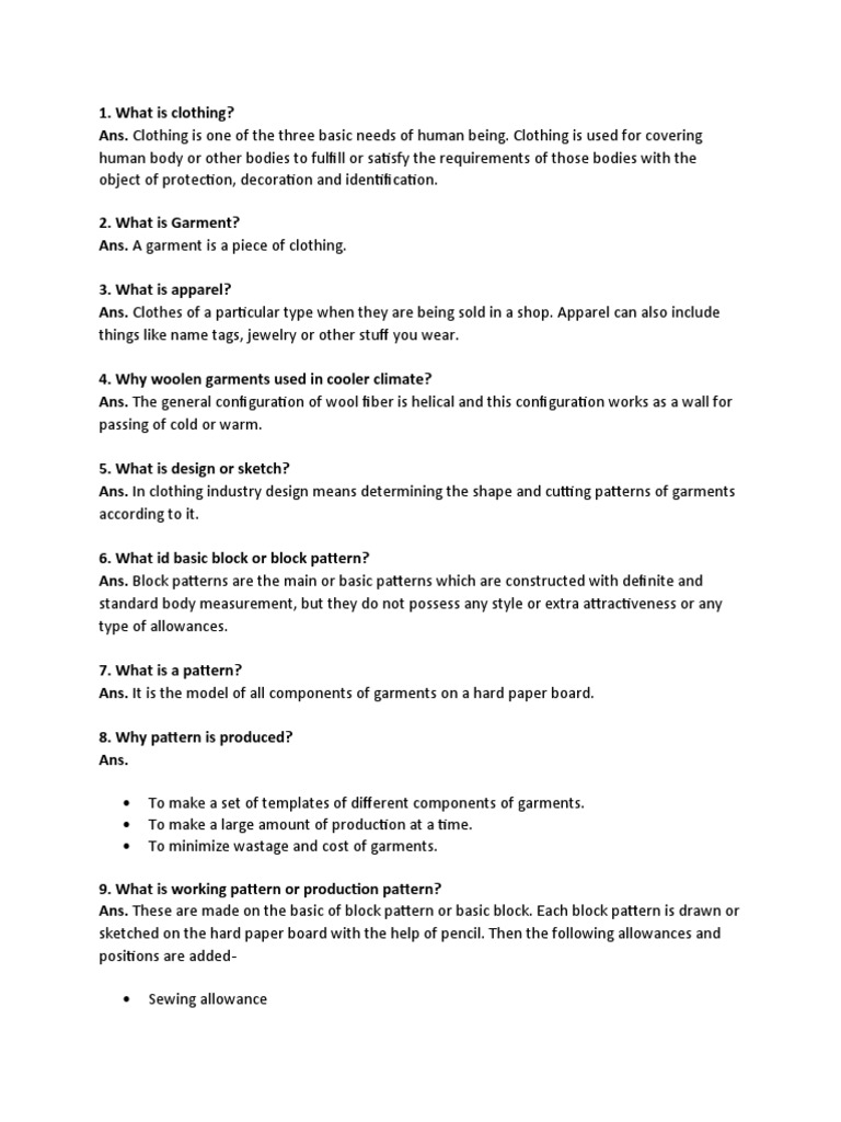 Interview Questions and Answers For Appa | PDF | Yarn | Sewing