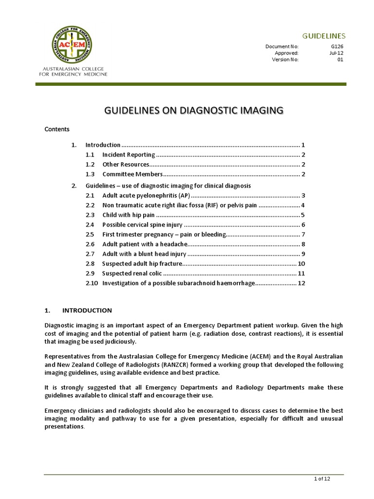 Guidelines On Diagnostic Imaging PDF Radiology Headache