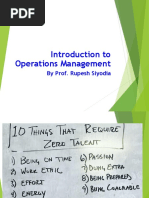 Introduction To Operations Management: by Prof. Rupesh Siyodia