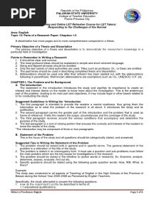 Parts of A Research Paper (Chapters 1-5)
