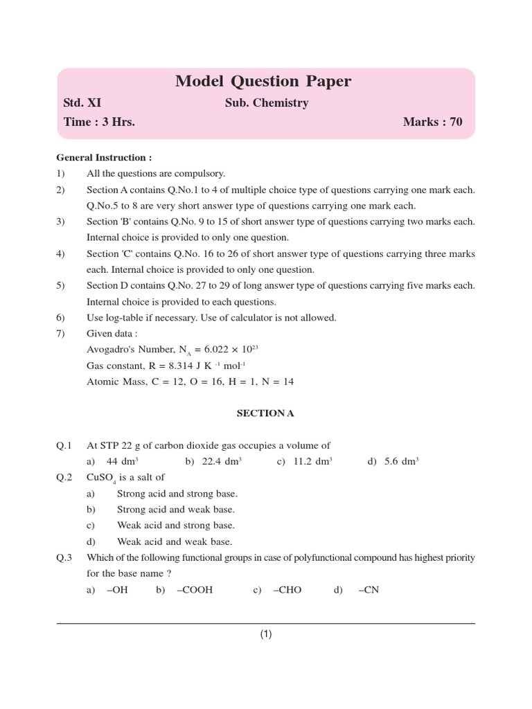 Model Question & Answers Peper-1 | PDF | Molecular Orbital | Chemical Bond