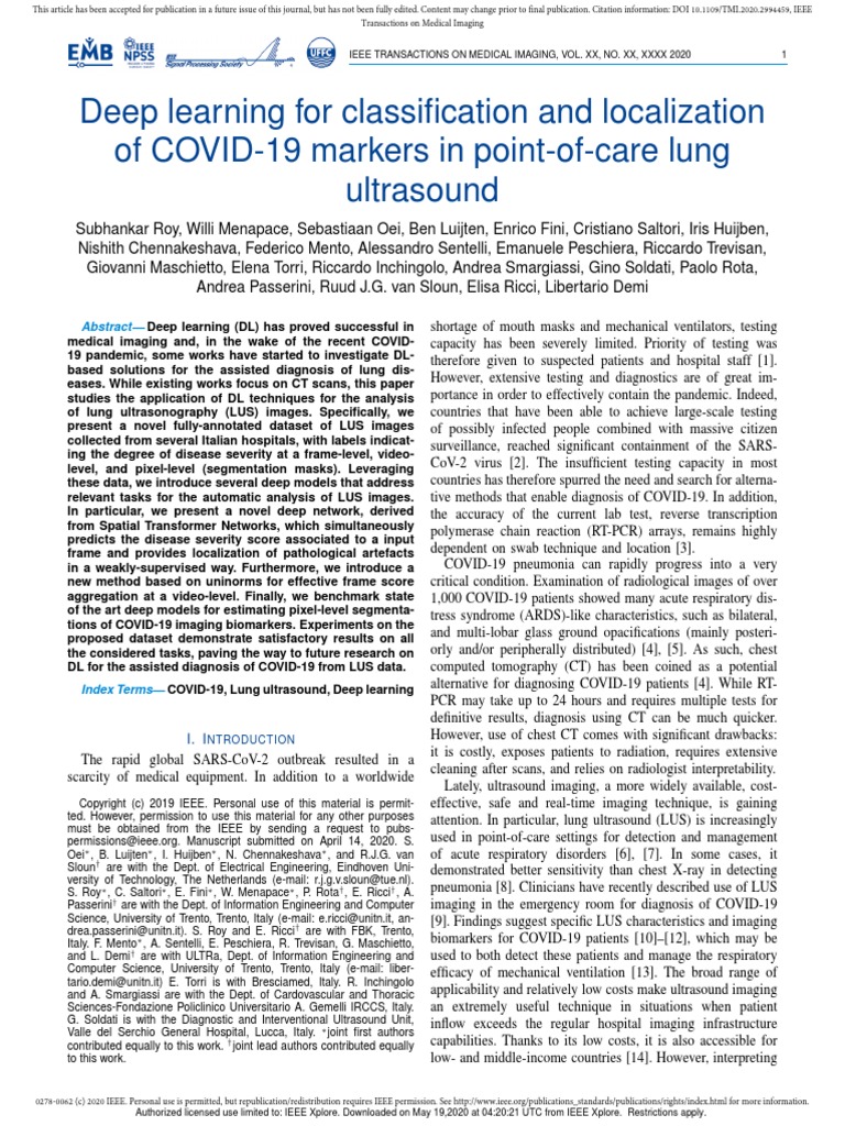 Deep Learning For Classification and Localization of COVID-19 Markers ...