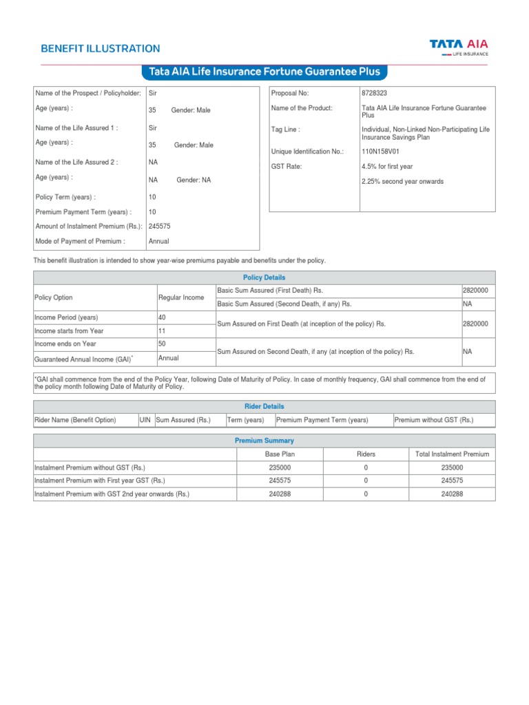 Fortune Guarantee Plus - 2021-03-26T180943.267 | PDF | Insurance | Life ...
