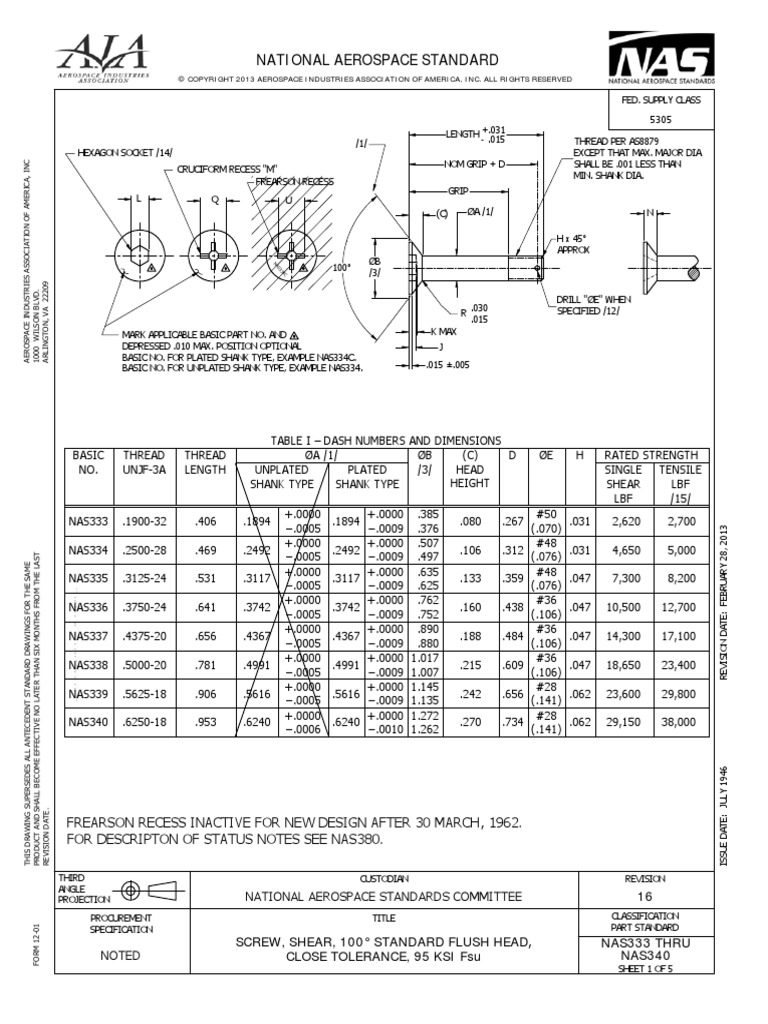 Nas Nas333-340-2013 | PDF | Secondary Sector Of The Economy | Screw