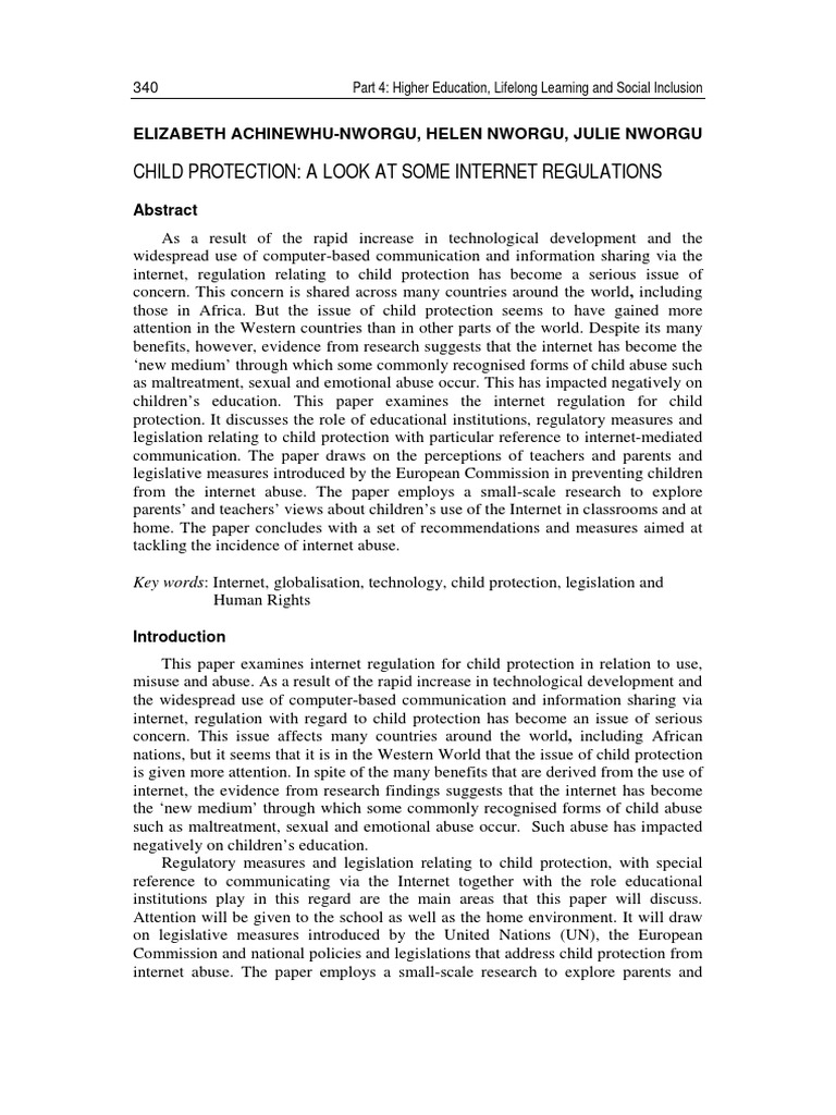 Child Protection A Look at Some Regulations Elizabeth