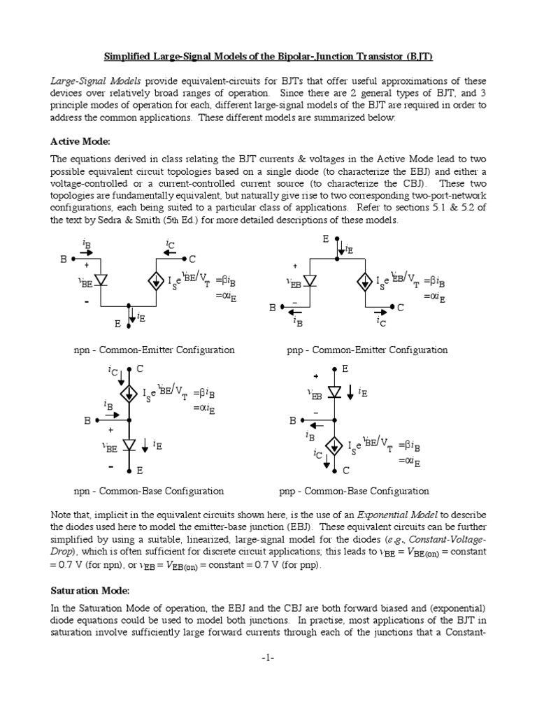 Large-Signal BJT Modeling Techniques | PDF | Bipolar Junction ...