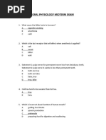 Oral Physiology Midterm 2010