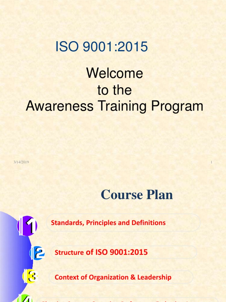 ISO 9001:2015 Awareness Training Overview | PDF | Quality Management ...