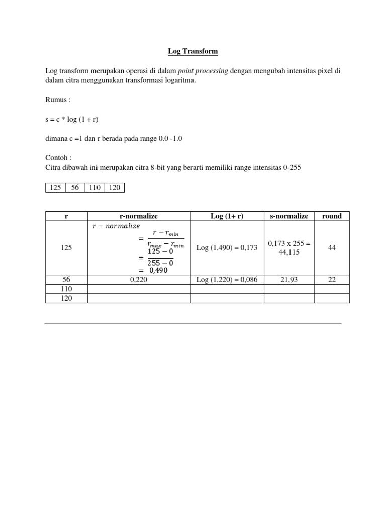 Transformasi Logaritma pada Citra | PDF | Sains & Matematika