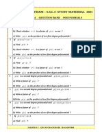 Wandoor Ganitham - S.S.L.C Study Material 2021: Focus Area - Question Bank - Polynomials