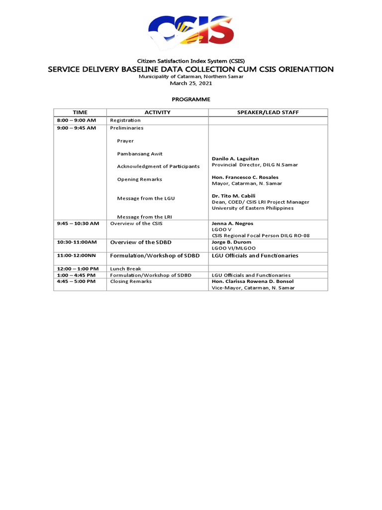 CSIS Orientation and SDBD Workshop | PDF | Science & Mathematics