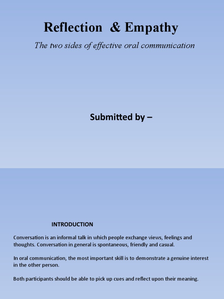 Reflection & Empathy PDF Empathy Feeling