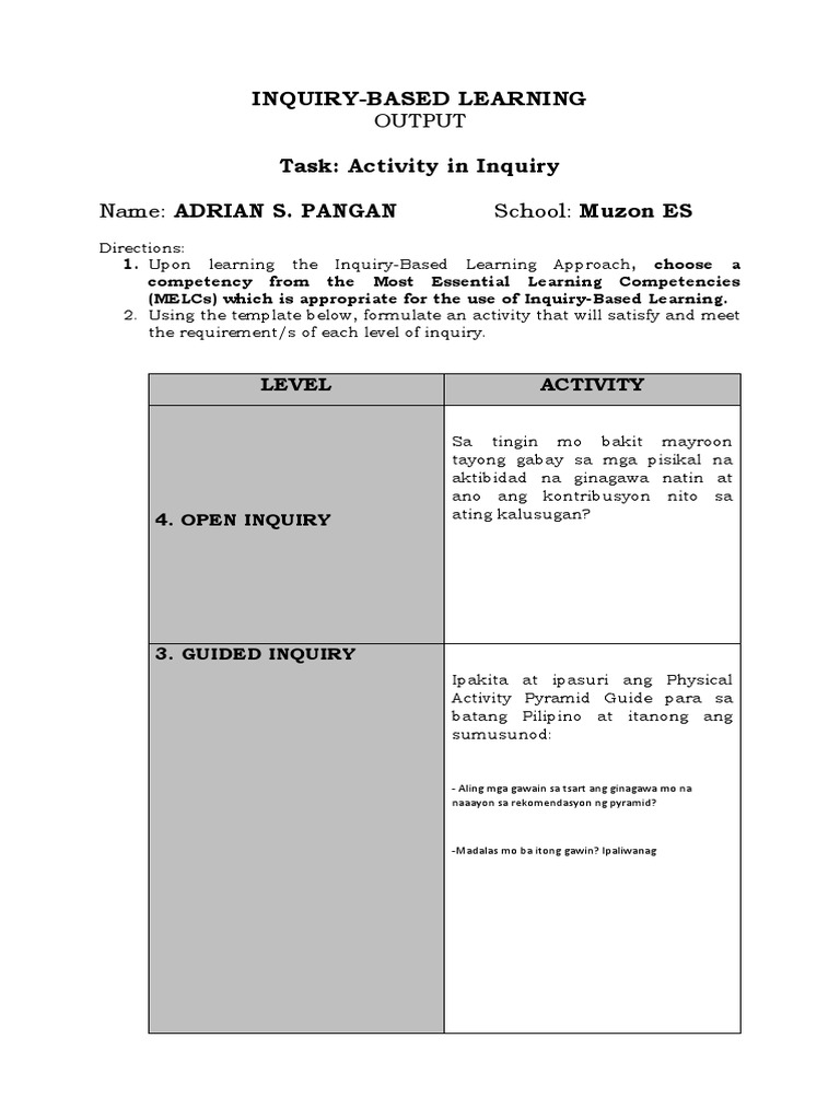 Inquiry Based Learning-Output | PDF