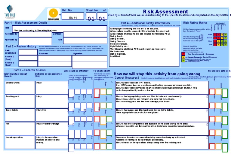 TFURisk Assessment RA11 Use of Grooving & Threading Machines