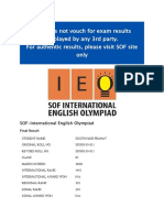 SOF Does Not Vouch For Exam Results Displayed by Any 3rd Party. For Authentic Results, Please Visit SOF Site Only