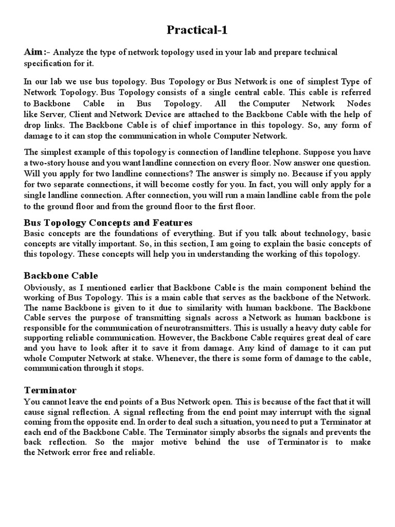 Bus Topology Analysis and Setup Guide | PDF | File Transfer Protocol ...