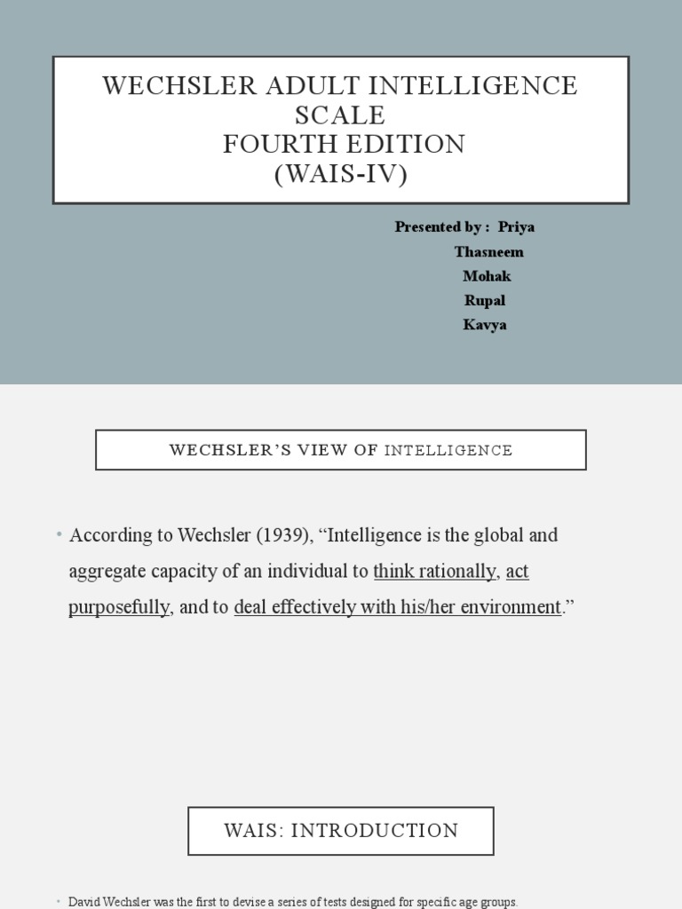 WAIS IV in Forensic Psychology | PDF | Wechsler Adult Intelligence ...