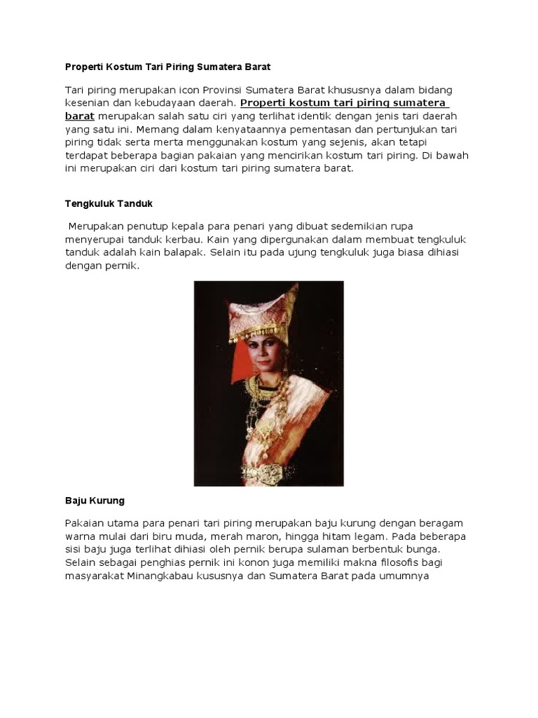 Arvin Properti Kostum Tari Piring Sumatera Barat Pdf