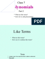 Class 7 Polynomials Part 2