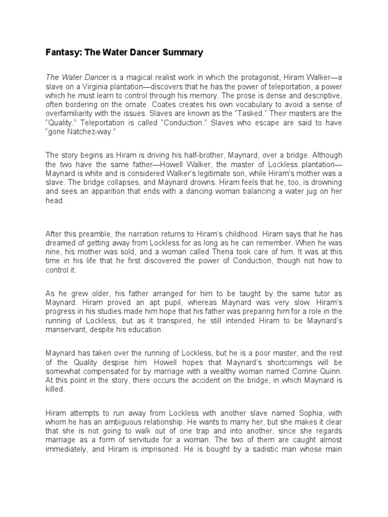 Discovering His Power A Summary of The Water Dancer by TaNehisi Coates PDF