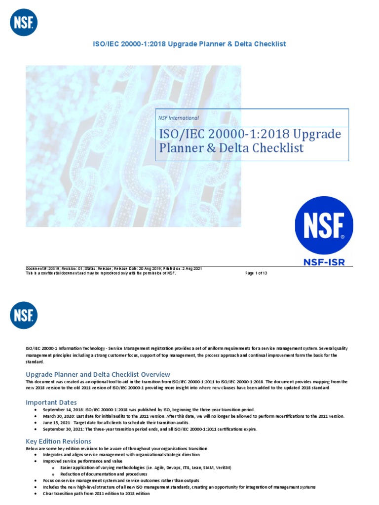 Iso Iec 20000-1 Delta Checklist | PDF | Information Security | Audit