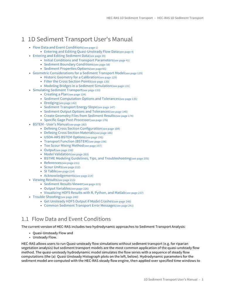 Hec Ras 1d Sediment Transport V4 20210727 031203 Pdf Fluid