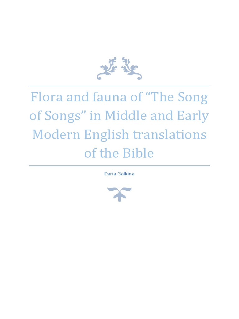 Flora and Fauna of "The Song of Songs" in Middle and Early Modern