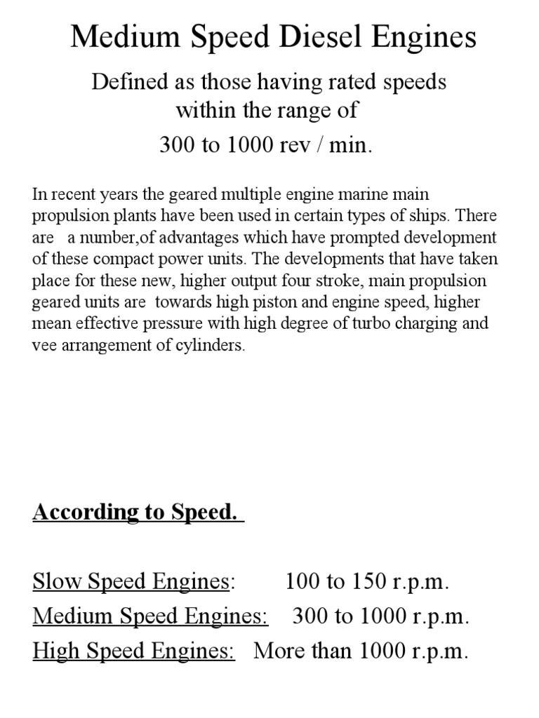 Medium Speed Diesel Engine Overview | PDF | Diesel Engine | Engines