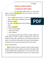 Insertion Appointment of Complete Dentures: Lec 17 4 Grade