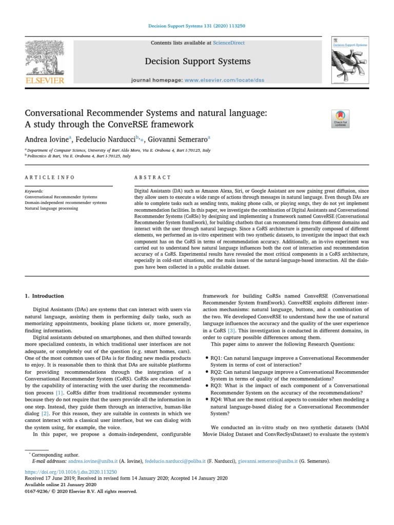 Master - Conversational Recommender Systems and Natural Language A ...