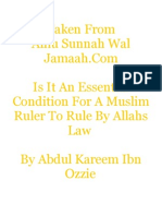Is It an Essential Condition for a Muslim Ruler to Rule by Allahs Law