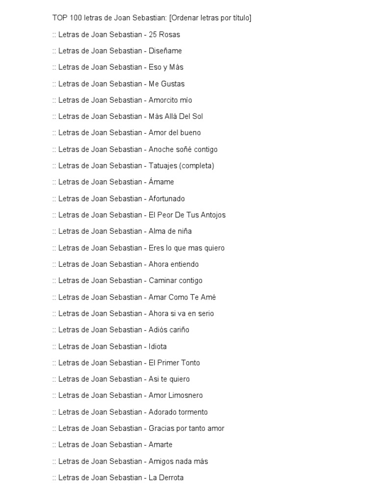 TOP 100 Letras de Joan Sebastian | PDF