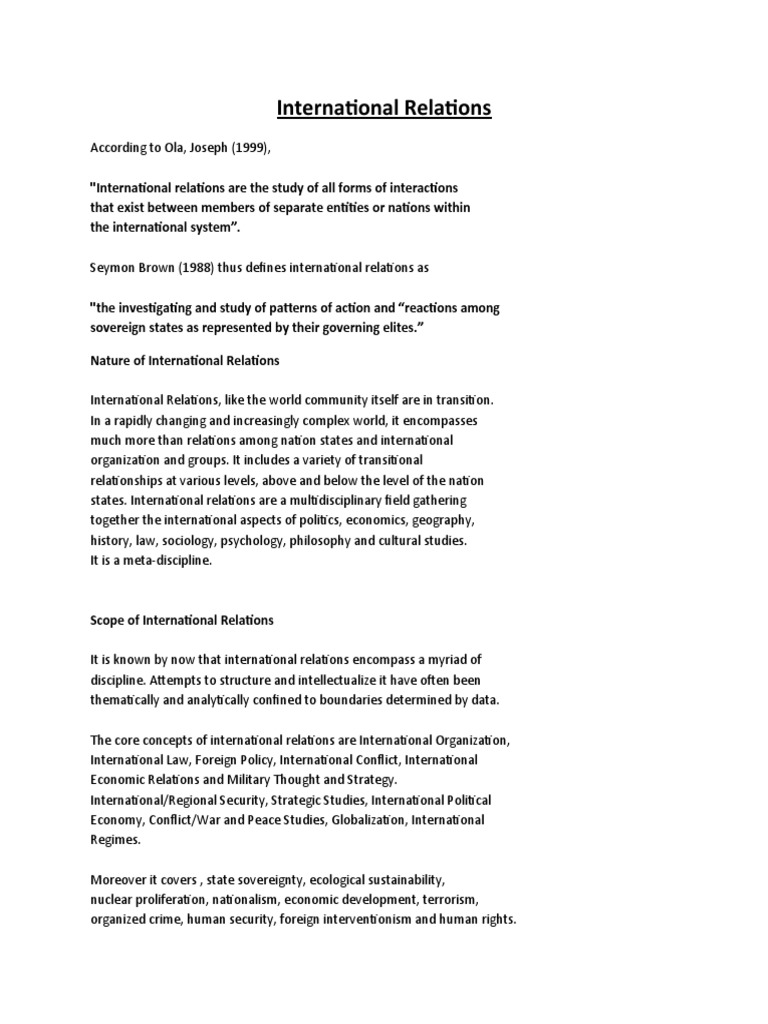 International Relations (I) | PDF | Diplomacy | International Relations