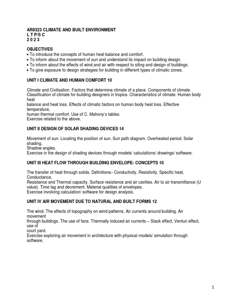 Ar8323 Climate and Built Environment | PDF | Heat Transfer | Heat