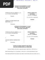 (Doc 75) US Notice of Non-Intervention U.S. Ex Rel Szymoniak V Ace 10-00575