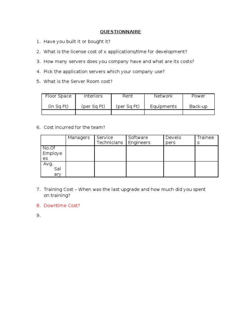 Questionnaire I | PDF