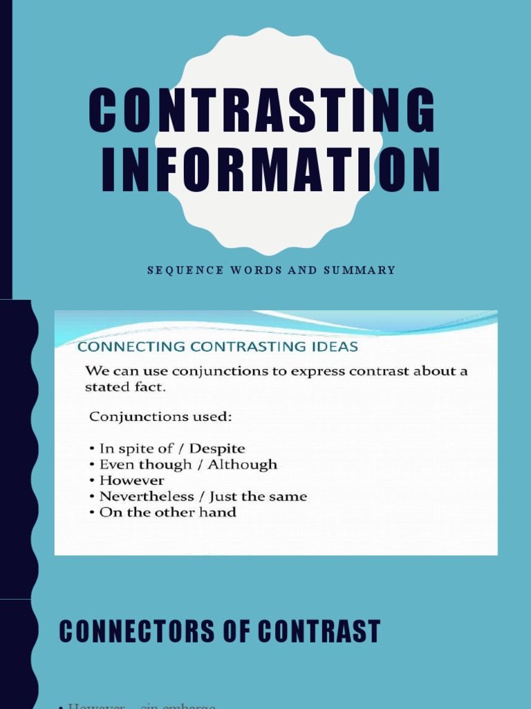 Contrasting Information: Sequence Words and Summary | PDF
