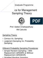 Statistics For Management Sampling Theory: Post Graduate Programme
