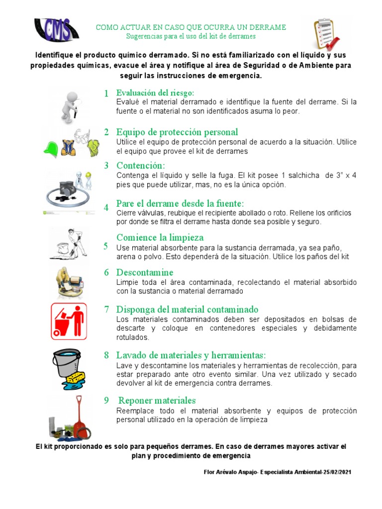 Cómo actuar ante derrames químicos en 9 pasos | PDF | Química | Science