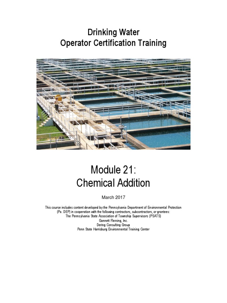 Module 21 Chemical Addition An InDepth Look at Chemical Usage, Safety, Feed Systems, and