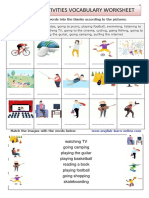 Free Time Activities Vocabulary Activity Worksheet